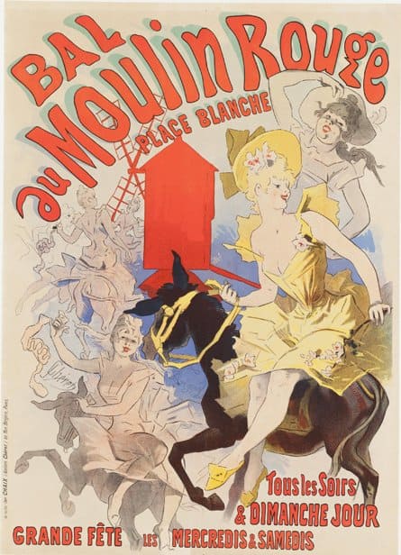 Affiche publicitaire pour le Bal du Moulin Rouge.