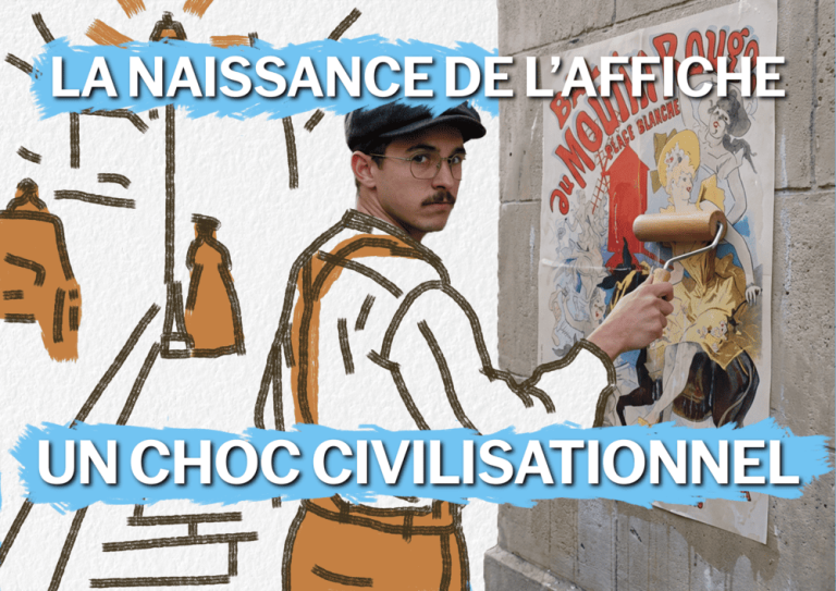 Un colleur d'affiche dans une rue parisienne du XIXème siècle.